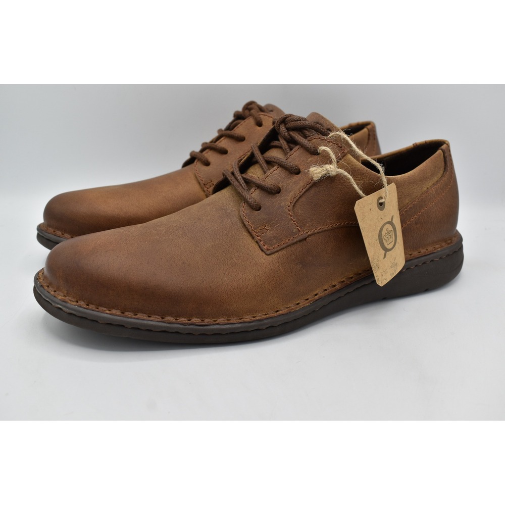 Born Men Size 9 Tristen Dark Brown Rust Full Grain Leather Plain Toe Derby Shoes